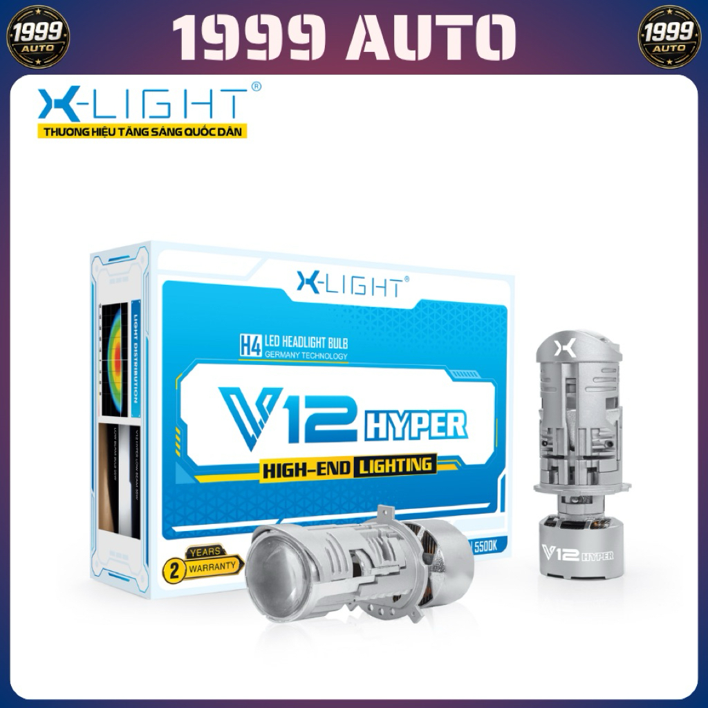 XLIGHT V12 HYPER - Bi cầu mini chân H4 lắp đặt zin theo xe, công suất 35/50W, bảo hành 2 năm
