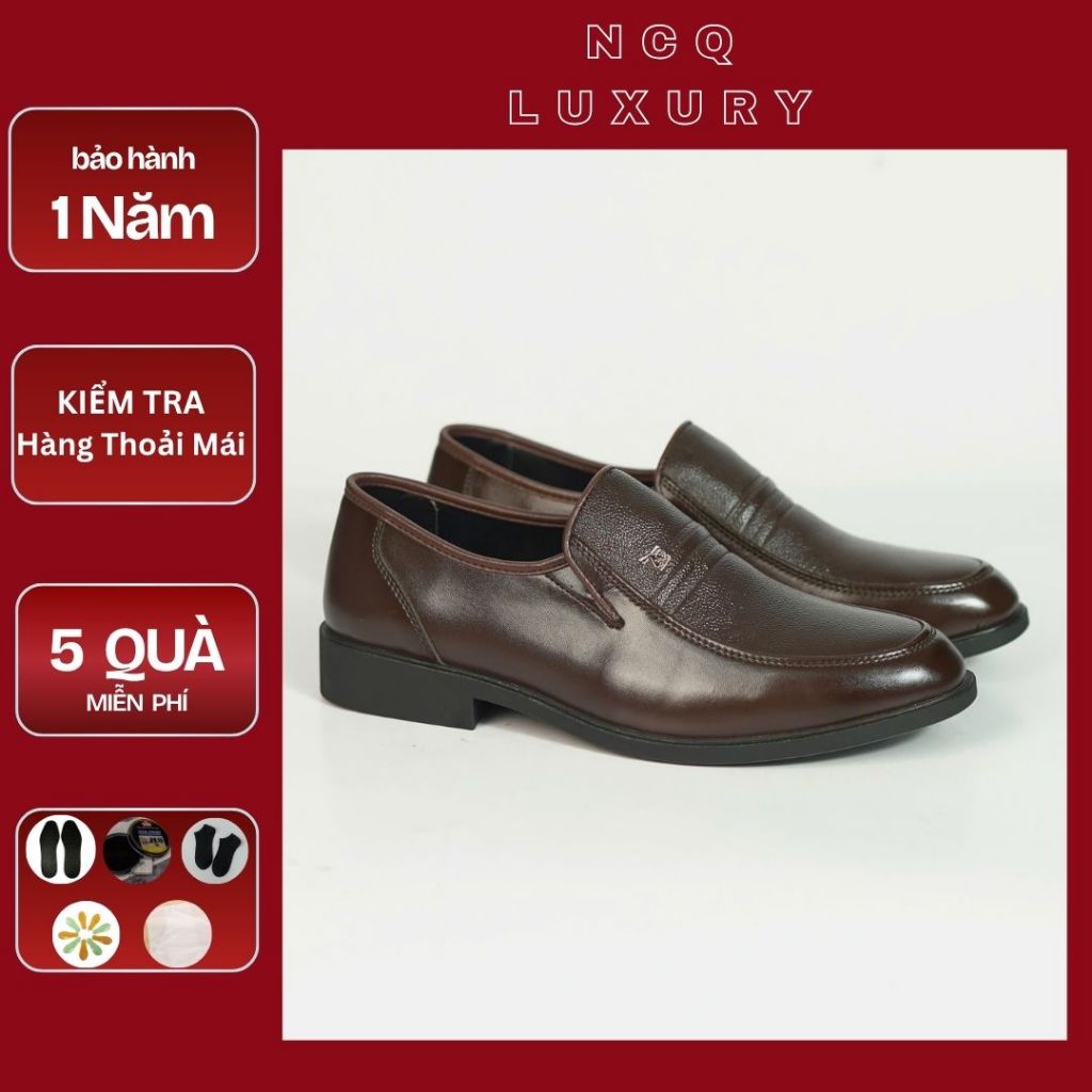 MÃ GIẢM GIÁ HÔM NAY NCQLUXURY2626 Giày Tây nam kiểu dáng trung niên, giày tặng cha, da bò cao cấp