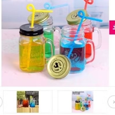 Combo 2 ly thủy tinh quai cầm có nắp - ly thủy tinh trà sữa