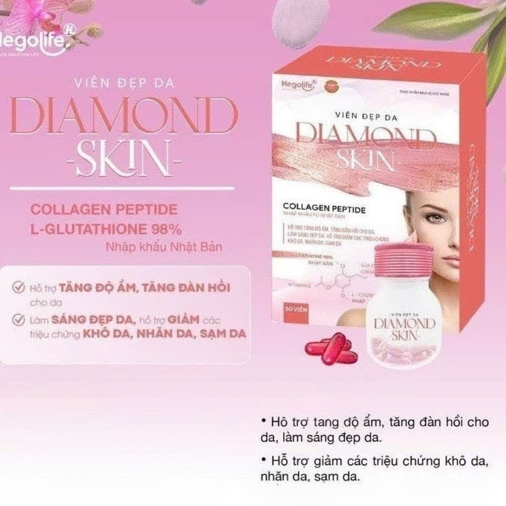 viên uống trắng da ngừa nám sạm da DIAMOND SKIN, kết hợp từ collagen & L_glutathione nhật Bản