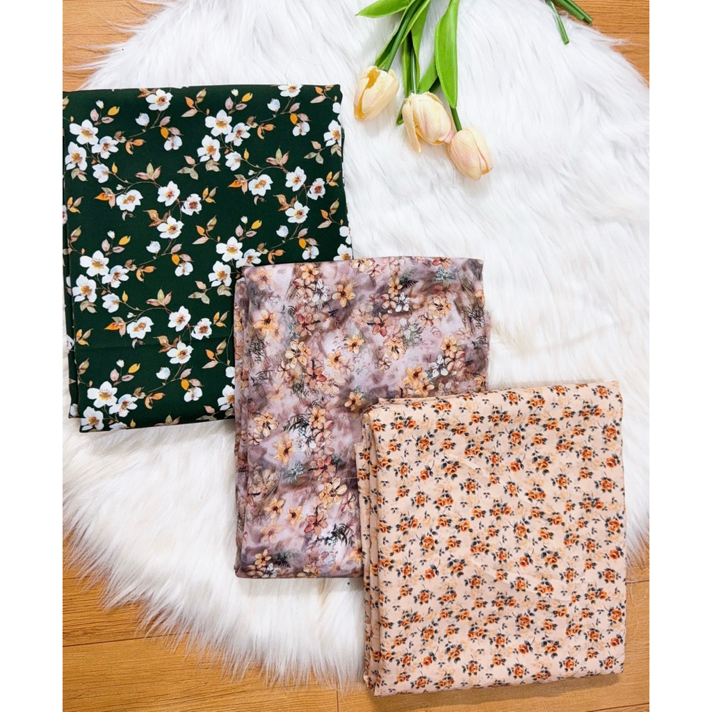 M617. vải lụa mang hoa 8D may váy đầm.. khổ 1.5m