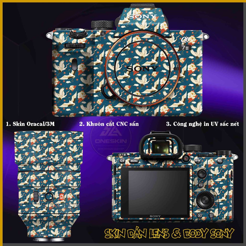 Dán Skin Pattern Sony A7/A72/A7R3/A7R4/A7R5/A7C/A7CII/A7S3/A1/A9 | Khuôn Cắt CNC, Chống Nước, Dễ Dán