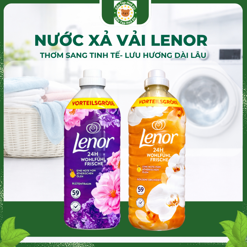 Nước xả vải Lenor – Làm mềm vải, giảm nhăn, lưu hương thơm lâu 7–10 ngày – Nội địa EU