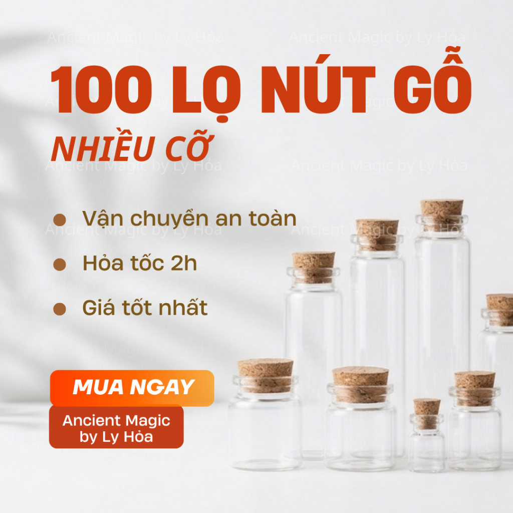 (Nhiều cỡ) LỌ THỦY TINH MINI KÈM NÚT GỖ BẦN | Handmade, Decor, Spell,... | Ancient Magic by Ly Hỏa