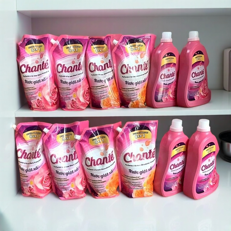 Combo 2 can Nước Giặt Chanté Hương Hoa Hồng Pháp 8 Trong 1 Lưu Hương Lâu