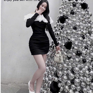Đầm body thời trang nữ dự tiệc sang trọng chất thun gân trễ vai phối bèo ngực có mút bo eo dáng váy ôm dài mini
