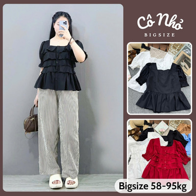 Áo Kiểu Bigsize Nữ Tay Ngắn Dáng Áo BabyDoll Xếp Tầng Dễ Thương Vải Xoa Mềm SM36