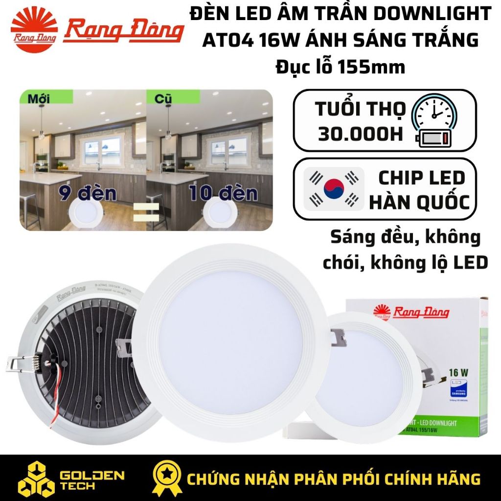 [RẠNG ĐÔNG] Đèn LED âm trần downlight Model: AT04 155/25W/16W