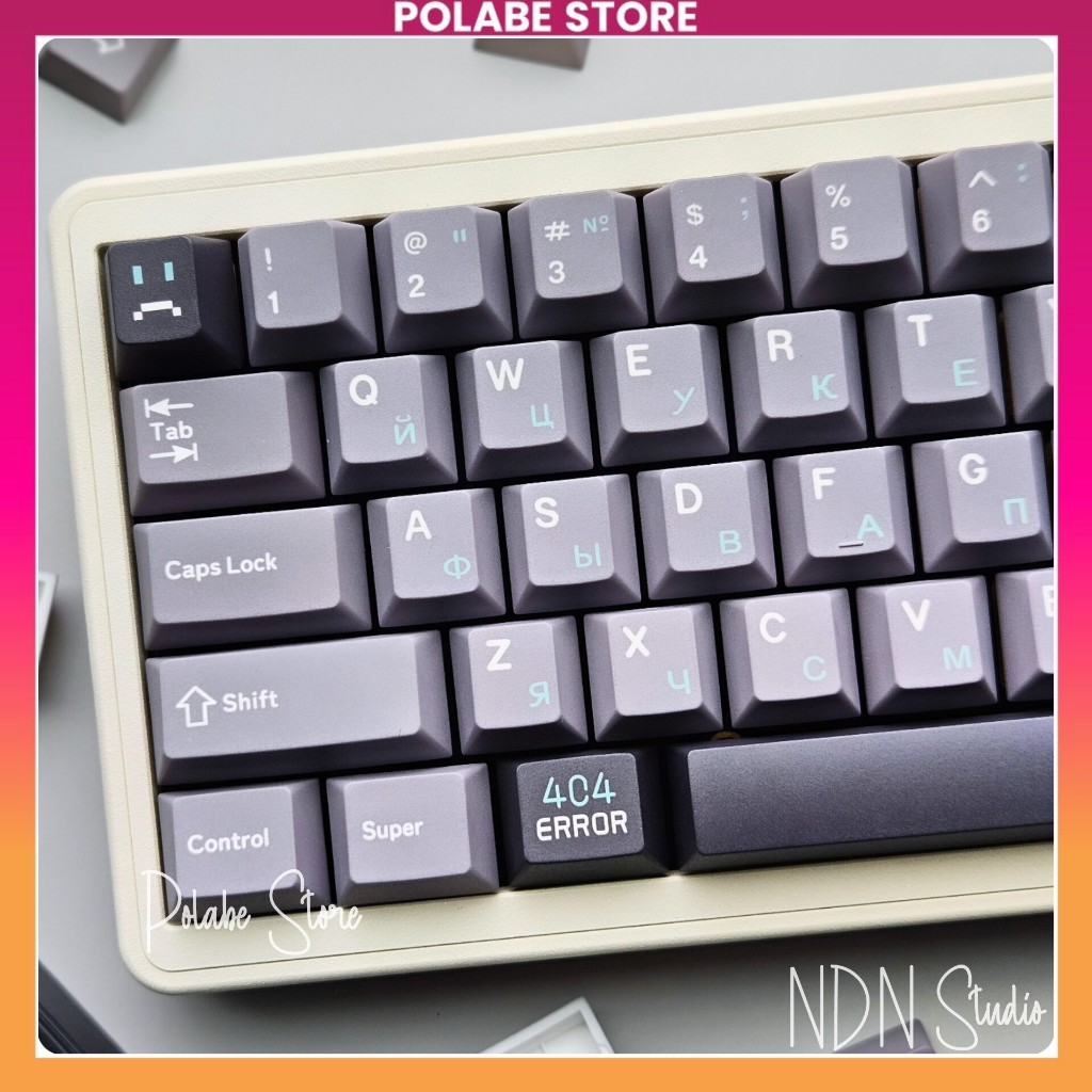 Keycap 404 Error NDN Studio - Xám Trắng Cam PBT Dyesub Cherry Profile bàn phím cơ 65 75 TKL Polabe