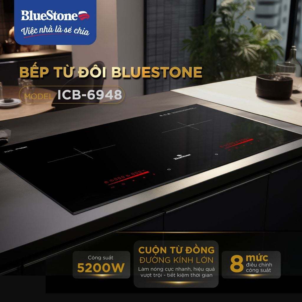 Bếp Điện Từ Đôi Bluestone ICB-6948 - 5200W - Mặt kính Schott Ceran