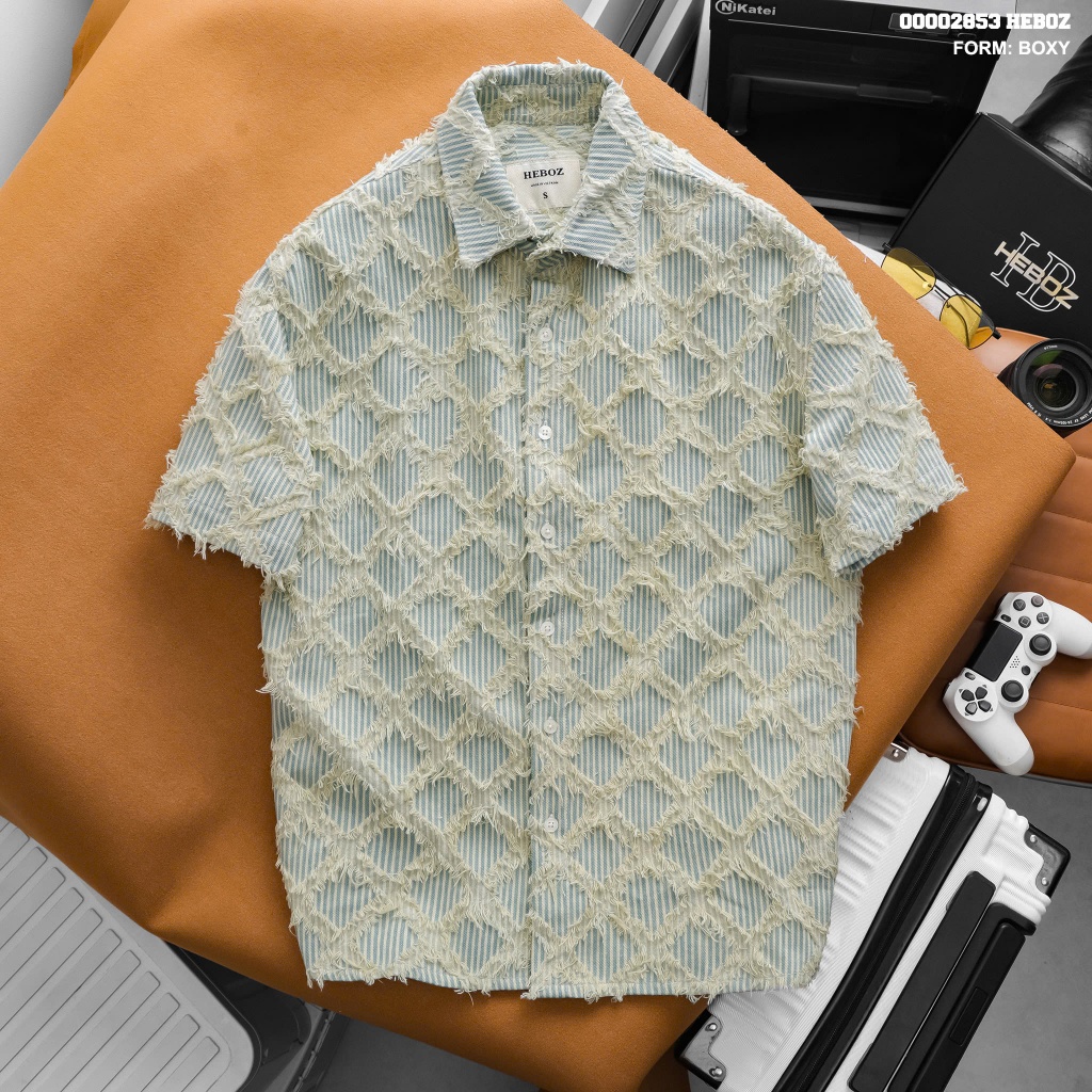 Áo sơ mi HEBOZ denim ngắn tay 2M - 00002853