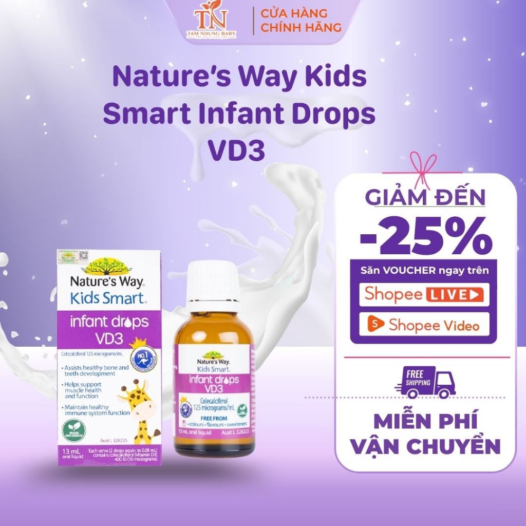 Nature’s Way Kids Smart Infant Drops VD3 – D3 Hướng Dương Organic cho bé yêu