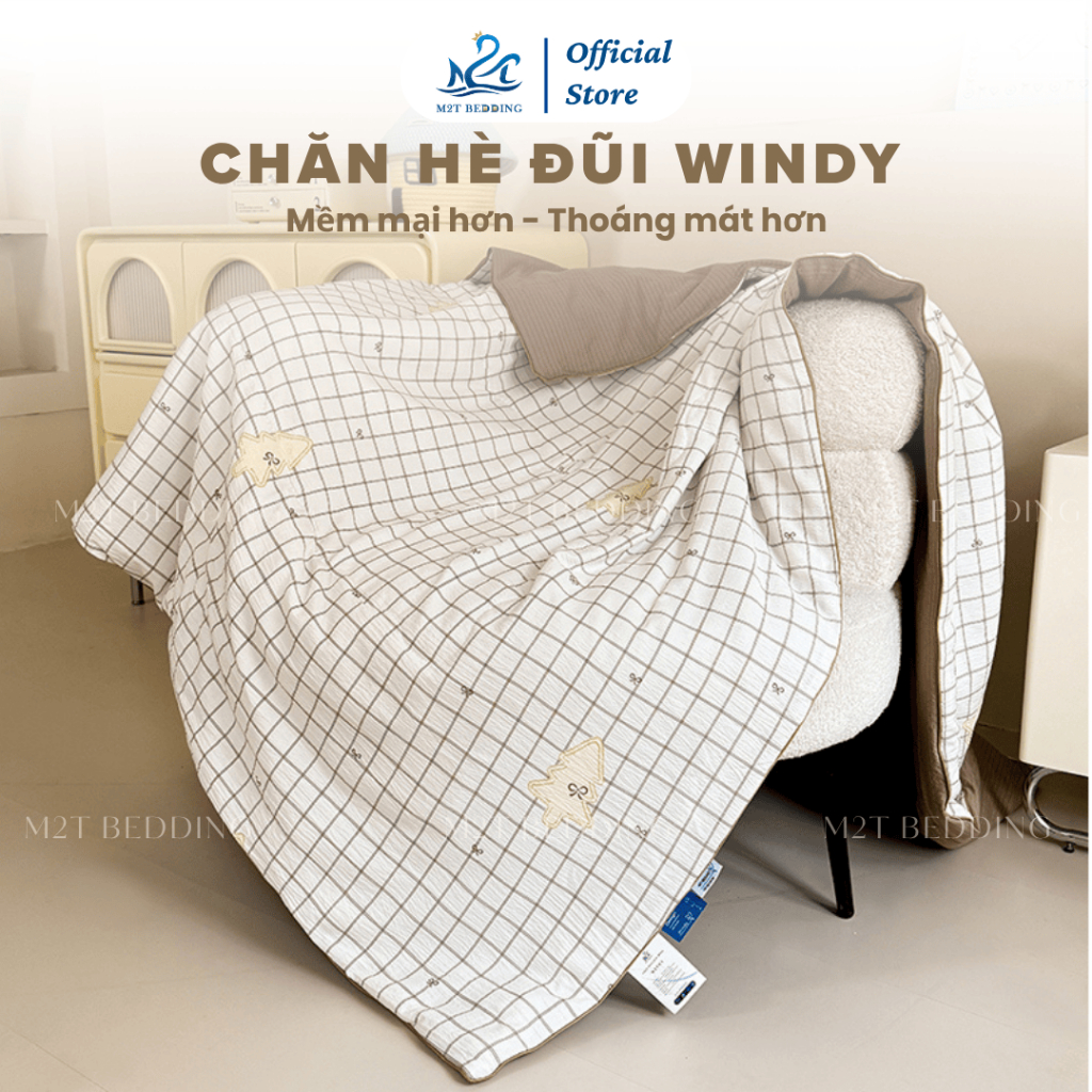 Chăn hè trần bông Windy M2T BEDDING kích thước 1m8x2m3 dùng 4 mùa quanh năm