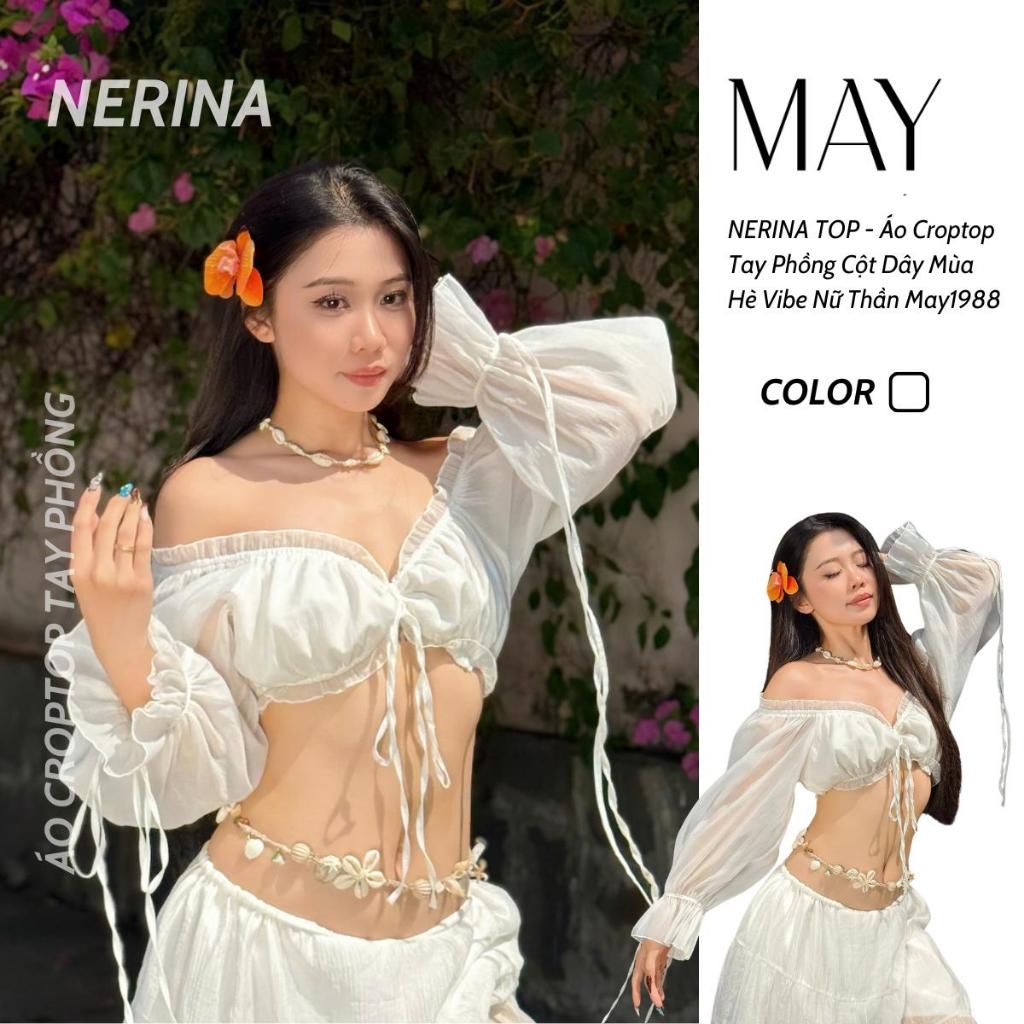 NERINA TOP - Áo Croptop Tay Phồng Cột Dây Mùa Hè Vibe Nữ Thần May1988 - A4 | BigBuy360 - bigbuy360.vn