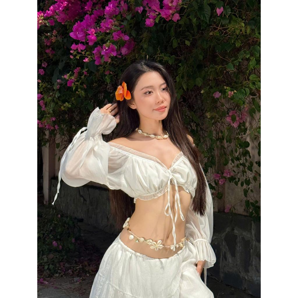 NERINA TOP - Áo Croptop Tay Phồng Cột Dây Mùa Hè Vibe Nữ Thần May1988 - A4 | BigBuy360 - bigbuy360.vn