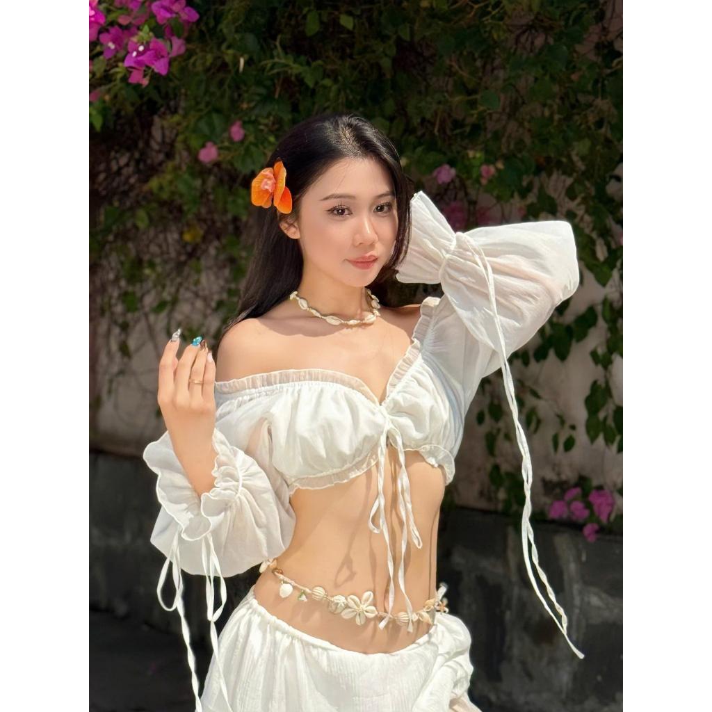 NERINA TOP - Áo Croptop Tay Phồng Cột Dây Mùa Hè Vibe Nữ Thần May1988 - A4 | BigBuy360 - bigbuy360.vn