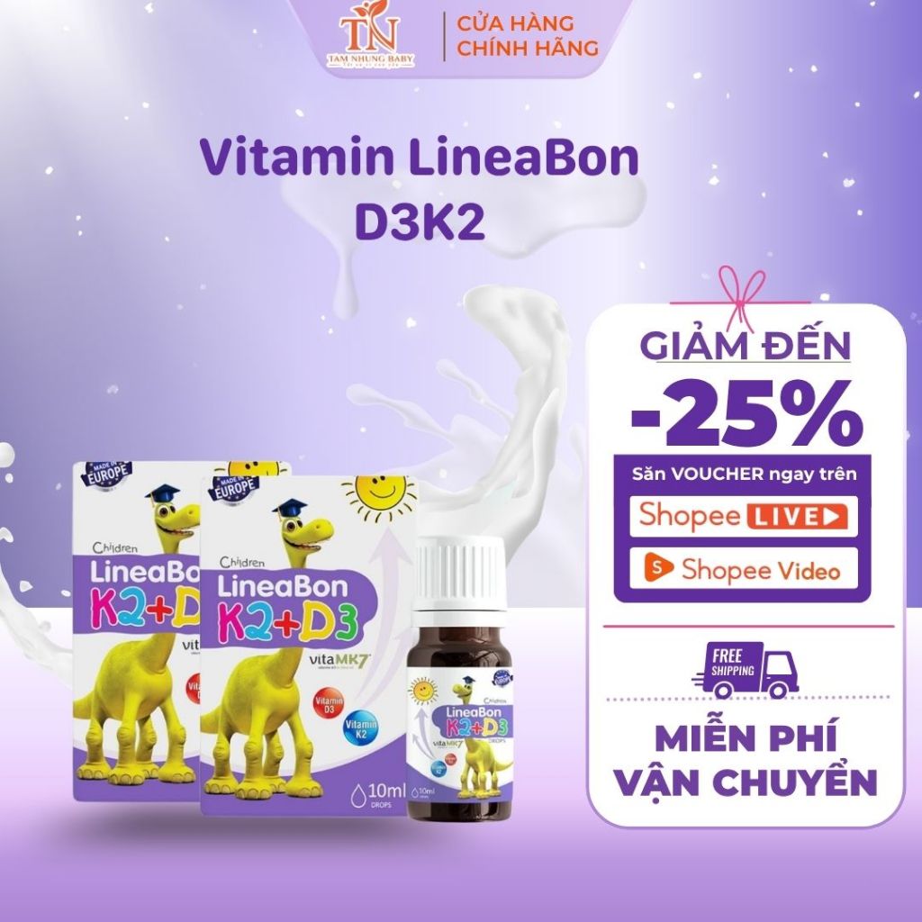 Vitamin D3 K2 MK7 Lineabon cho trẻ sơ sinh 10ml