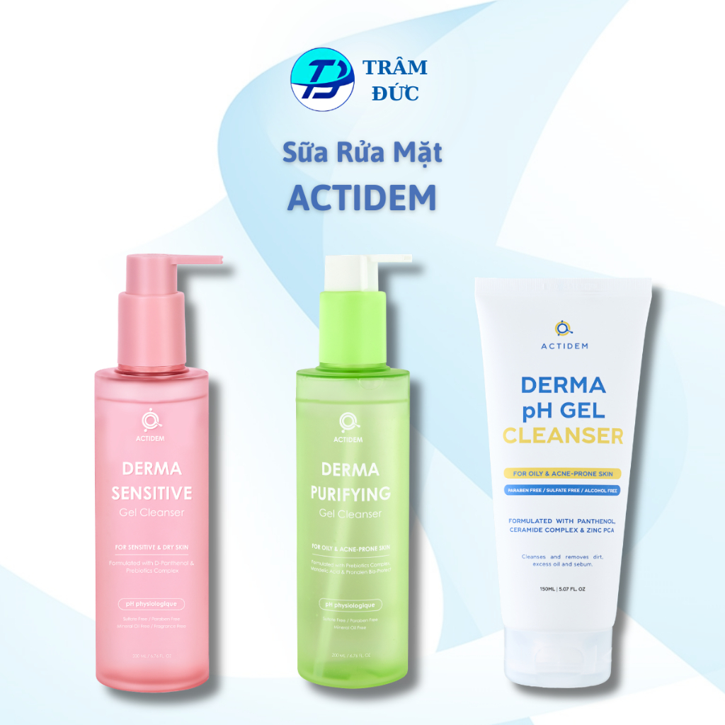 Actidem Gel rửa mặt cho da mụn, nhạy cảm Actidem Derma Cleanser 150ml