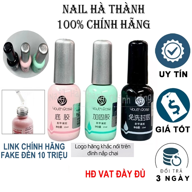 Sơn gel Base top Cứng hoa hồng loại tốt Nail Hà Thành chai 15ml