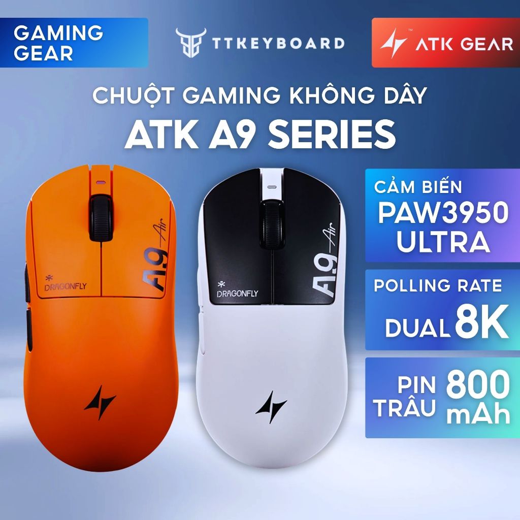 [Hỏa Tốc] Chuột Không Dây ATK Dragonfly A9 Ultra A9 Pro/A9 Plus/A9 SE PAW3950 Ultra8K Polling