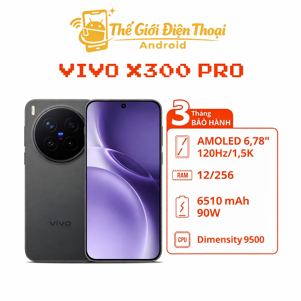 Điện thoại Vivo X300 Pro 5G (Dimensity 9500 - Pin 6510mAh) 12/256 16/512 LIKE NEW FULLBOX 99%
