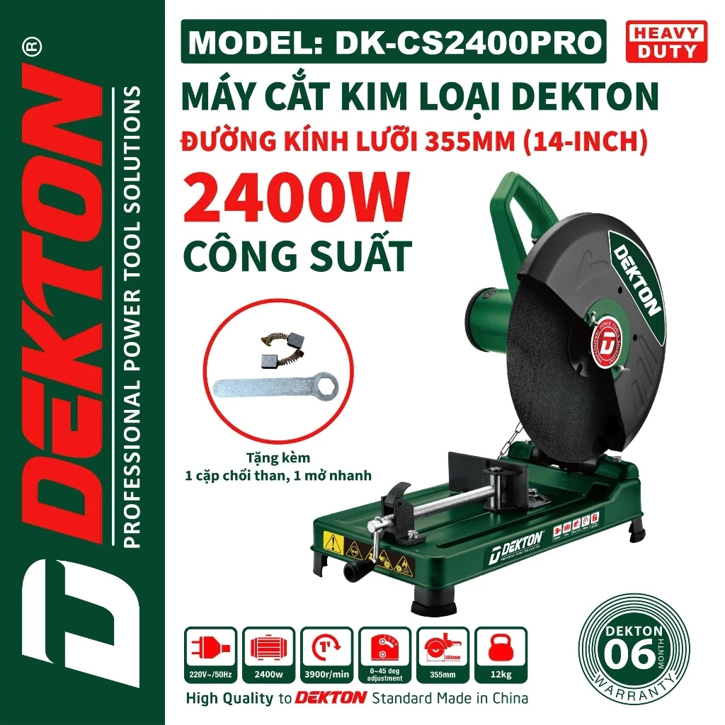 Máy Căt Sắt Dekton 2400W(DK-CS2400PRO)/ Công Suất 2400W, Đường Kính 355mm, Lõi Đồng, Chính Hãng, New