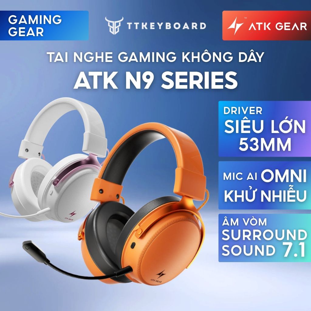 [HỎA TỐC] Tai Nghe Gaming Không Dây ATK N9 Phiên Bản Nâng Cấp Mercury M1 Âm Thanh Vòm 7.1 Esport