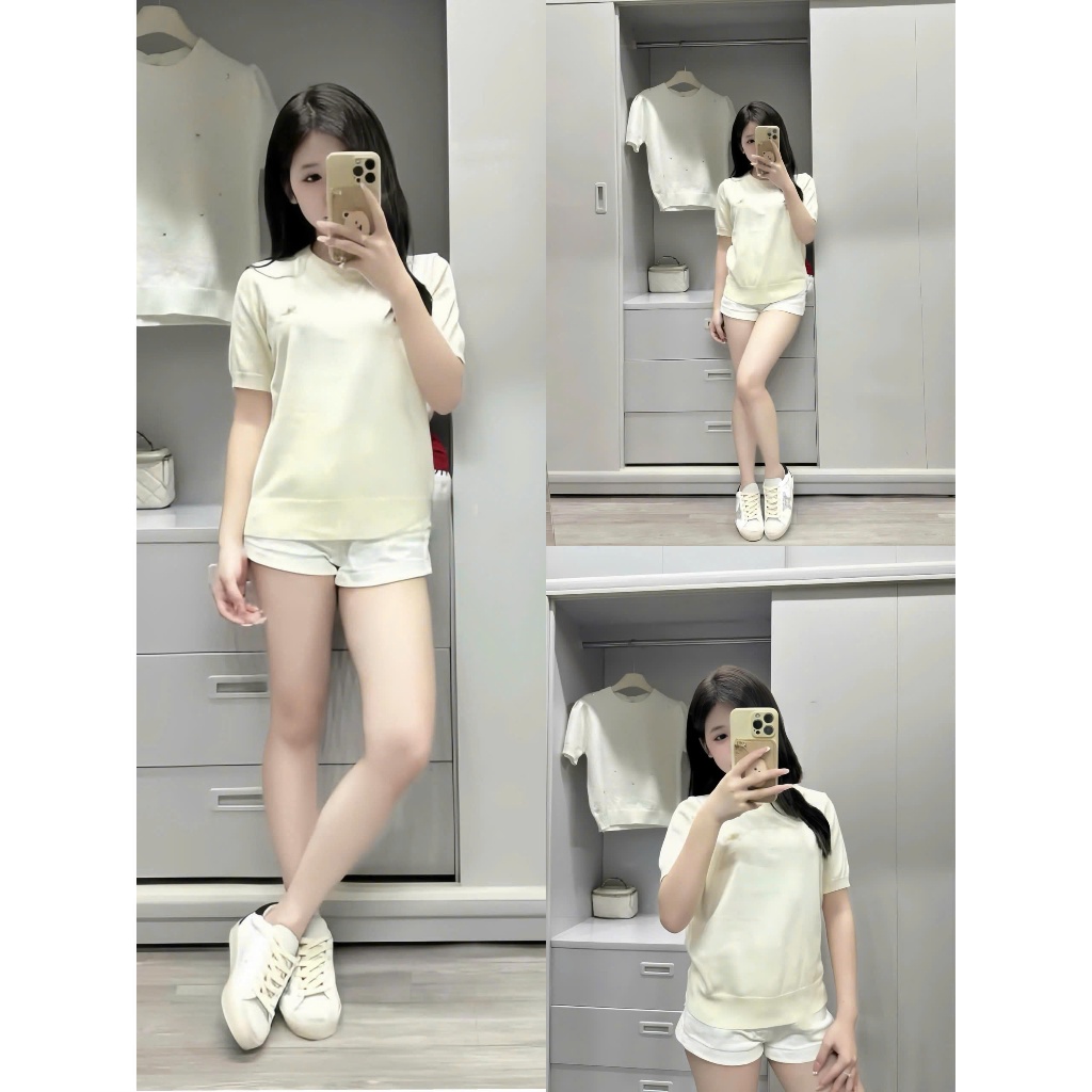 Áo Len Nữ Cộc Tay Dệt Kim Form Ôm Basic – Áo Nữ Hàn Quốc Thanh Lịch Dễ Phối Đồ Hot Trend HH2