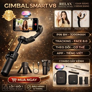 Gimbal AI Smart V8 – Gậy chống rung 3 trục, xoay 360, quay livestream bán hàng chuyên nghiệp 2026