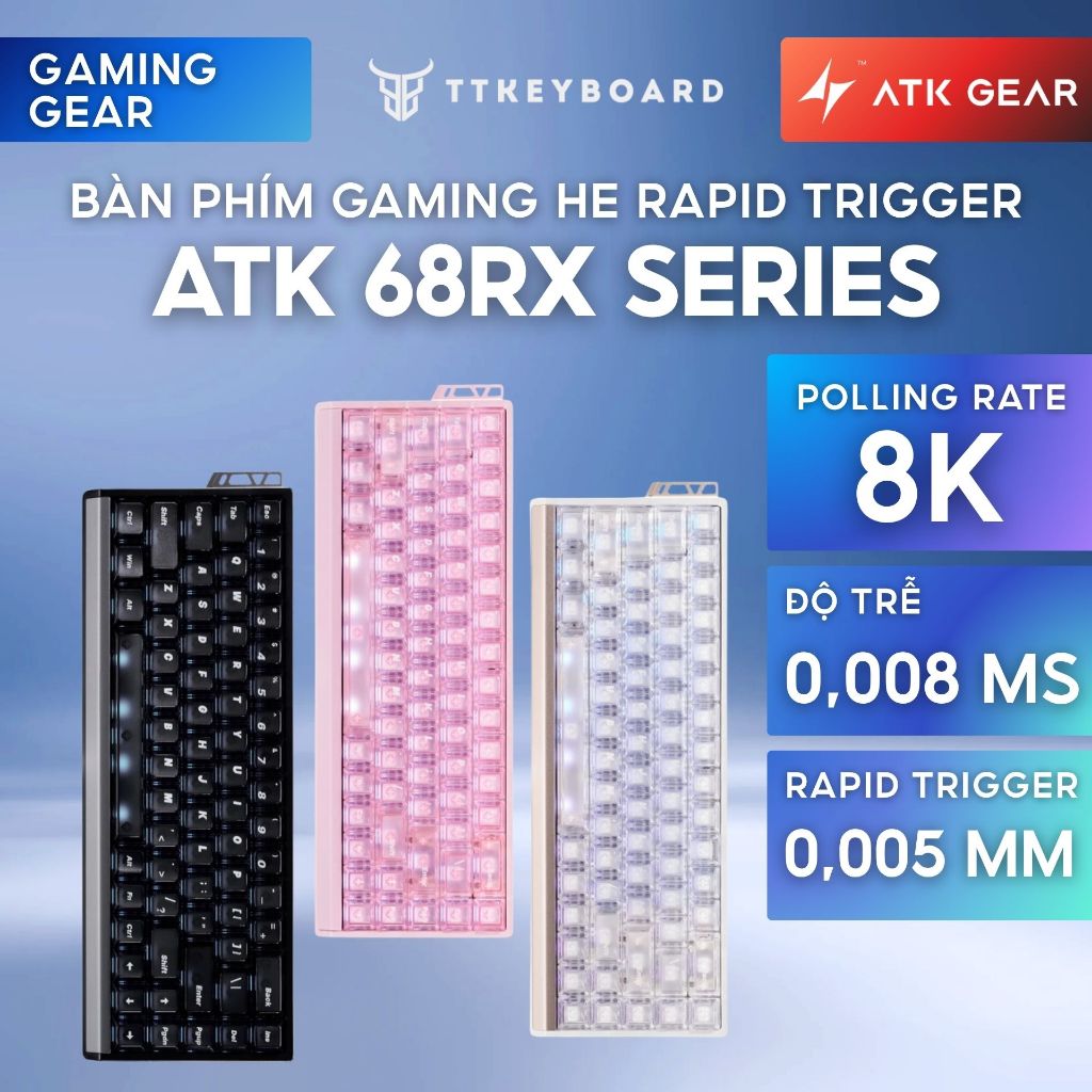 Bàn Phím Cơ Gaming ATK 68RX Switch Hall Effect Rapid Trigger, Polling Rate 8000Hz