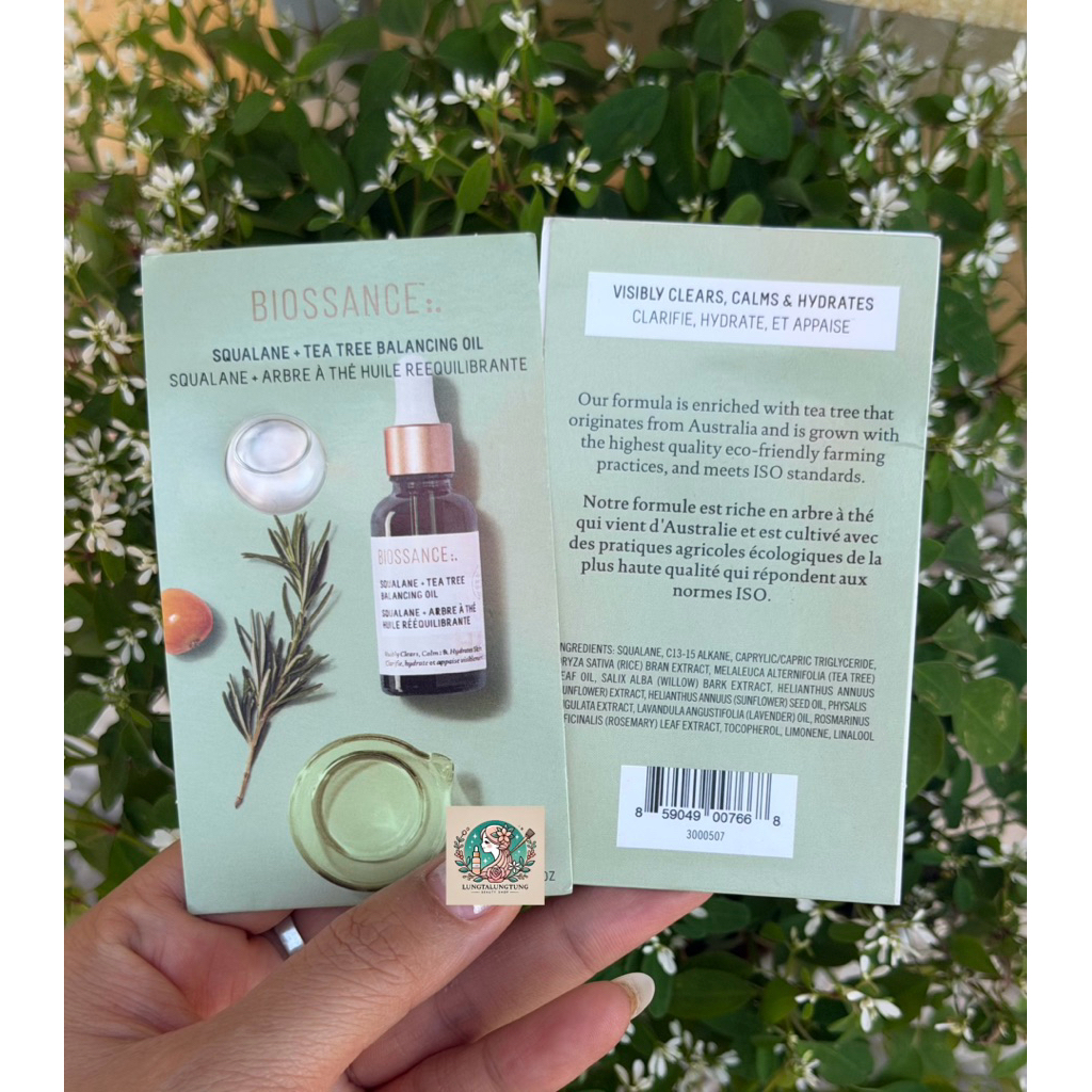 Ship từ 3 - Sample 0,5ml Dầu dưỡng da hữu cơ t/r.ị mụn Biossance's Squalane + Tea Tree Balancing Oil