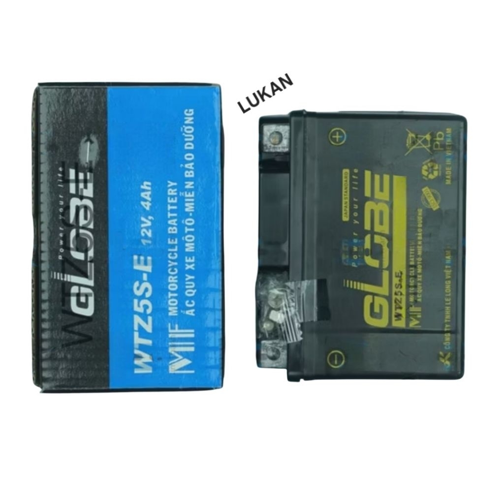Bình điện ắc quy 86 khô xanh Globe WTZ5S-E 12V, 4Ah zin