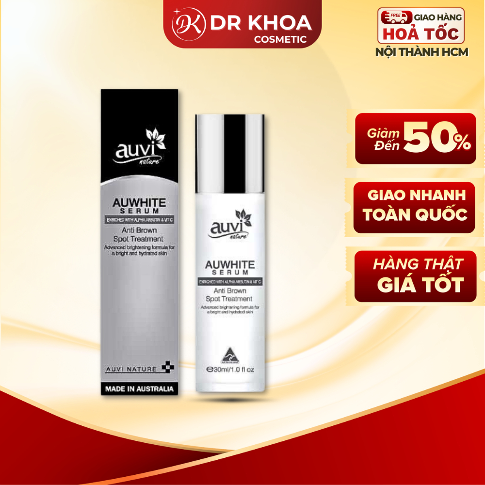 Serum giảm thâm nám, đốm nâu AUVI NATURE AUWHITE SERUM Chứa Alpha Arbutin 30ml làm đều màu da