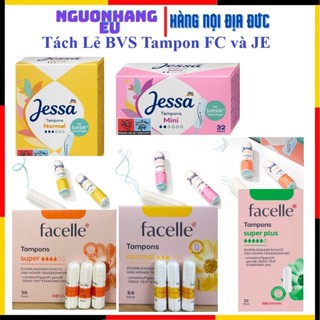 (Tách Bán lẻ)Tampon Jessa/Facelle  nội địa Đức đủ size date 2030- Băng vệ sinh dạng nút
