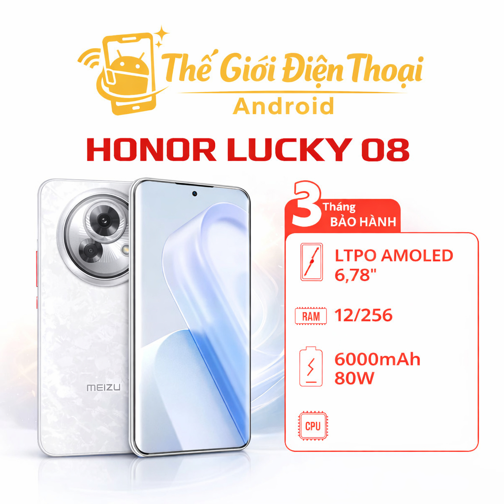Điện thoại Meizu Lucky 08 (Snapdragon 7s Gen 2) 12/256GB QUỐC TẾ MỚI NGUYÊN SEAL 100%