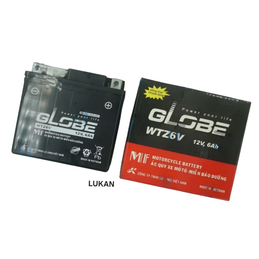 Bình điện ắc quy khô Fx Đỏ lở Globe WTZ6V zin