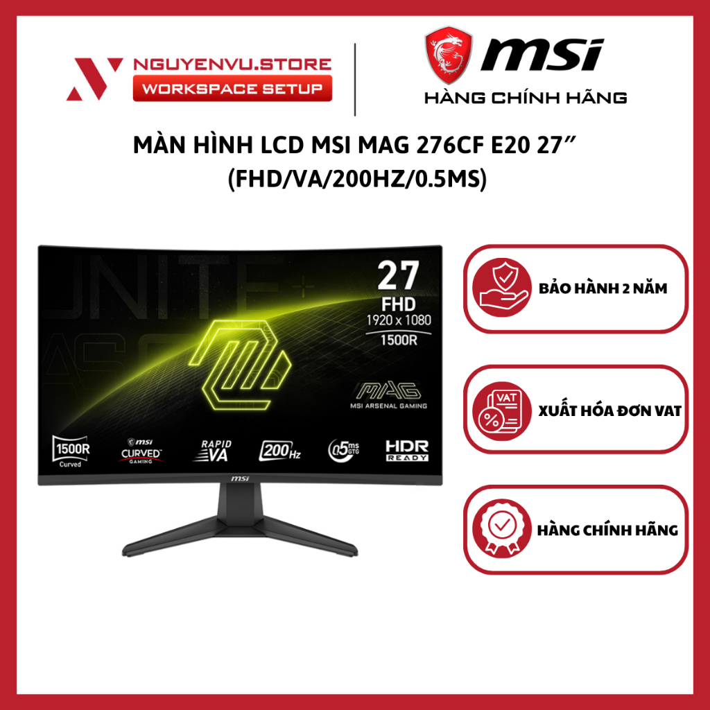 Màn Hình Cong LCD MSI MAG 276CF E20 27″ (FHD/VA/200Hz/0.5ms) - Hàng Chính Hãng