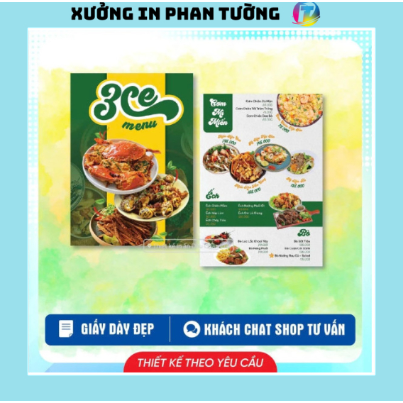 In Menu Formex, Menu PP Format Dày 5 Li Khổ A3 A4 | Thiết Kế & In Menu Quán Ăn, Menu Ăn Vặt