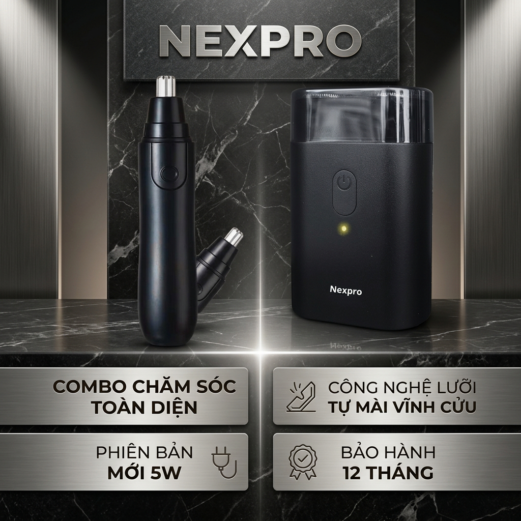máy cạo râu mini NEXPRO kèm máy tỉa lông mũi có thể cạo lông , cạo râu dành cho cả nam và nữ - BH 12