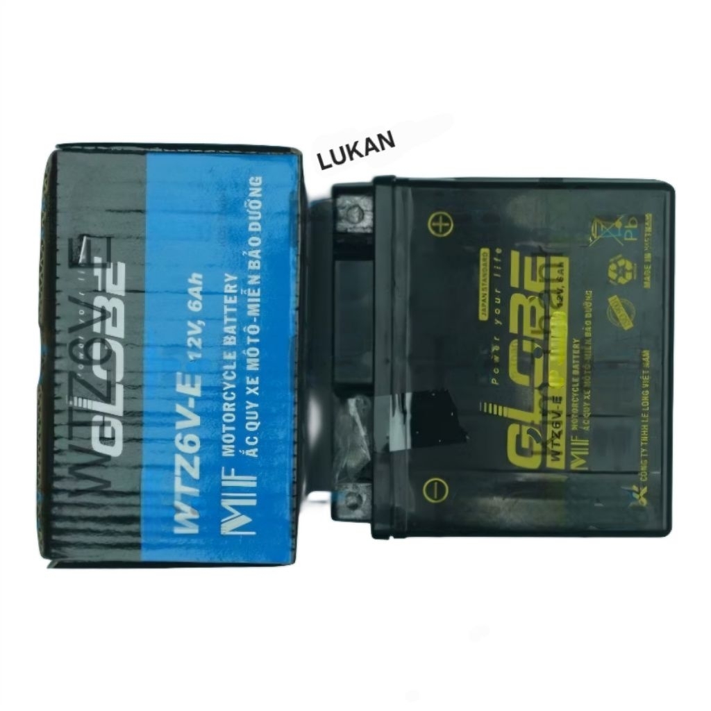 Bình điện ắc quy khô Fx Xanh 12V-6Ah Globe WTZ6V-E zin