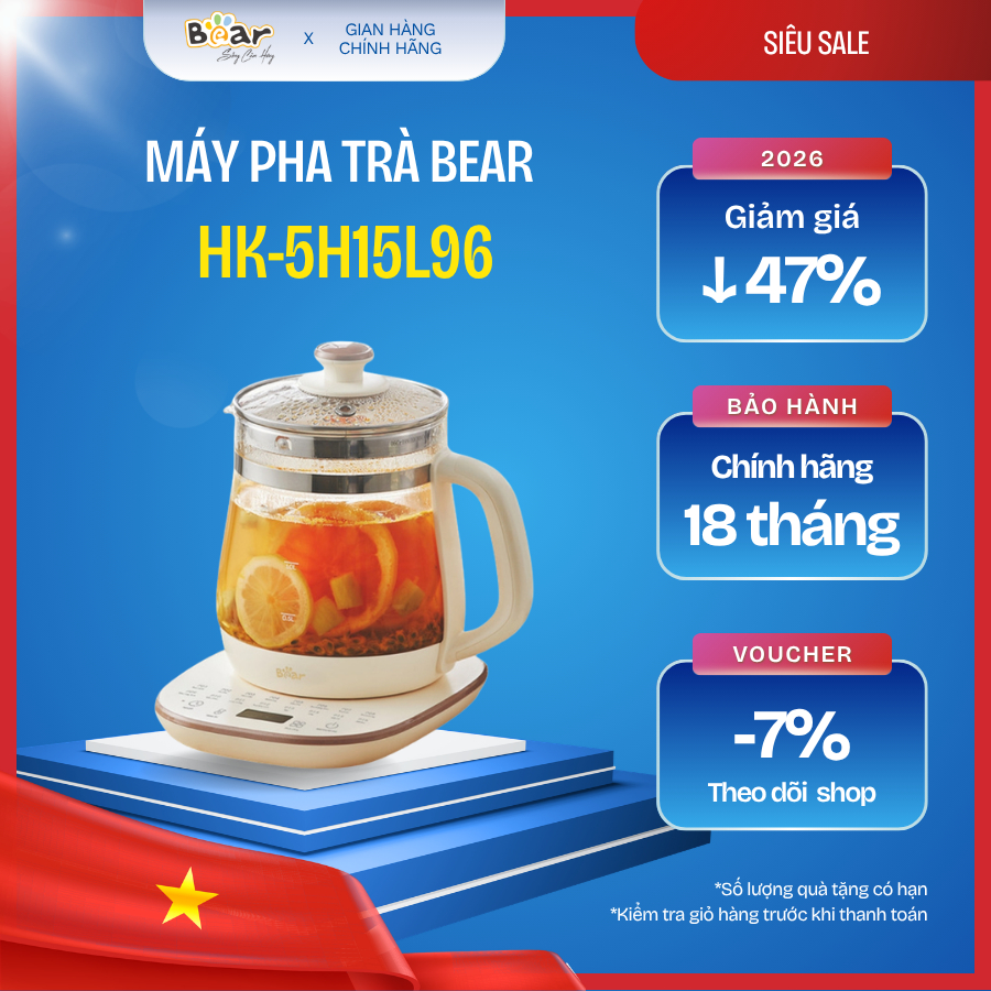 🍵 Máy pha trà Bear 1.5L HK-5H15L96 – Đa năng, tiện lợi, chuẩn gu sống hiện đại