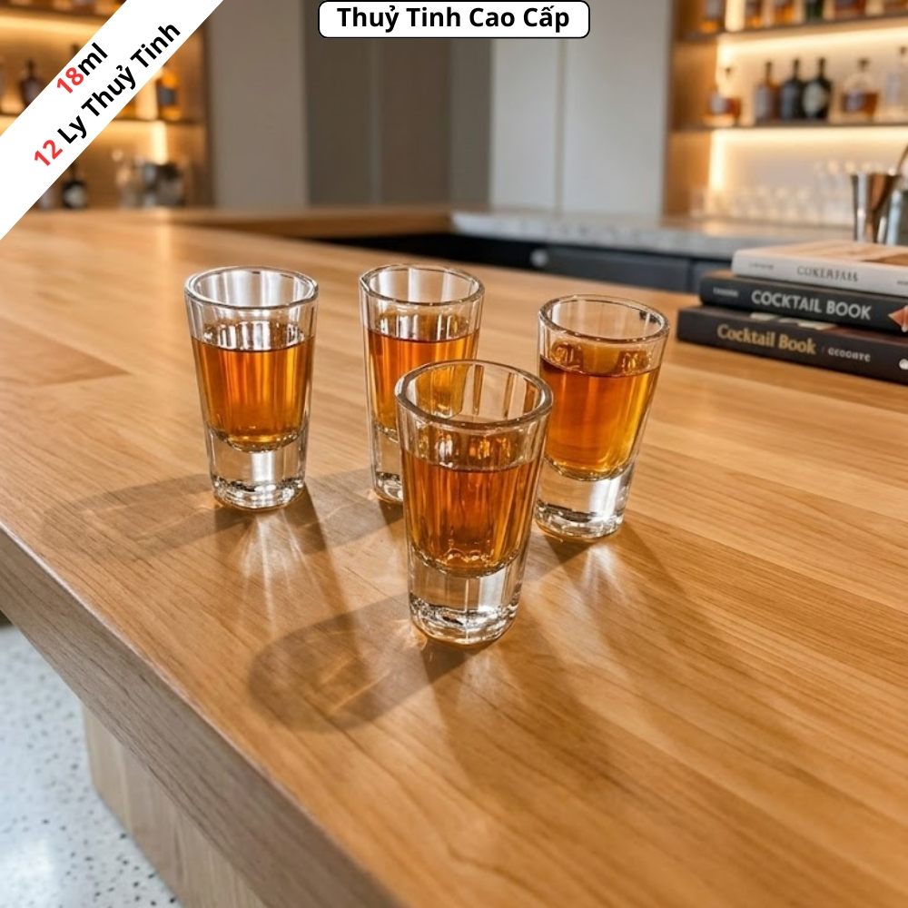 BỘ 12 LY THUỶ TINH CAO CẤP 18ML, LY THUỶ TINH SỌC