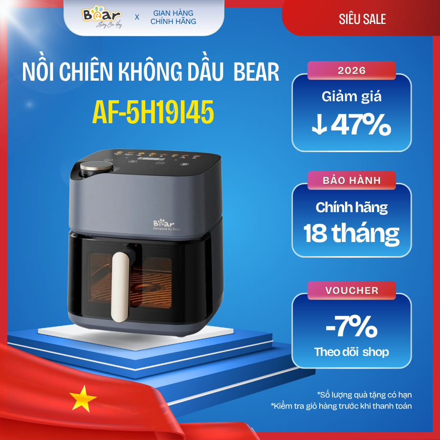 🍗 Nồi chiên không dầu Bear 6L AF-5H19I45 (Bản Quốc Tế)