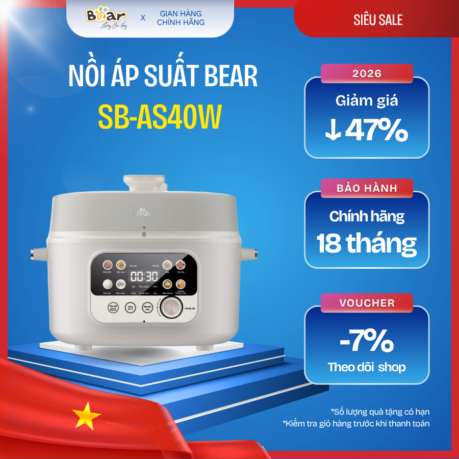🍲 Nồi áp suất Bear 4L SB-AS40W (Bản Quốc Tế)