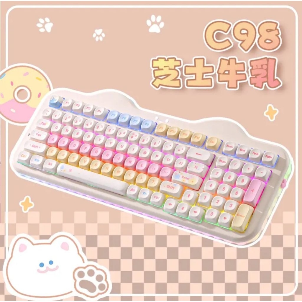 Bàn Phím Cơ Không Dây Yunzii C75 / Yunzii C98 Led Viền RGB 3Mode Kết Nối Hỗ trợ MacOS | BigBuy360 - bigbuy360.vn
