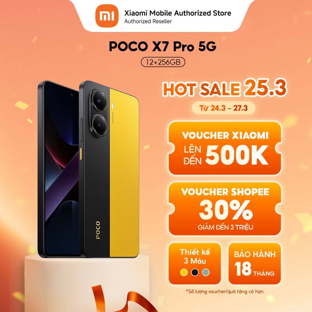 Điện thoại POCO X7 Pro 5G (12+256GB) | Màn 6.67" 120Hz AMOLED | 8400-Ultra | Camera 50MP | 6000mAh