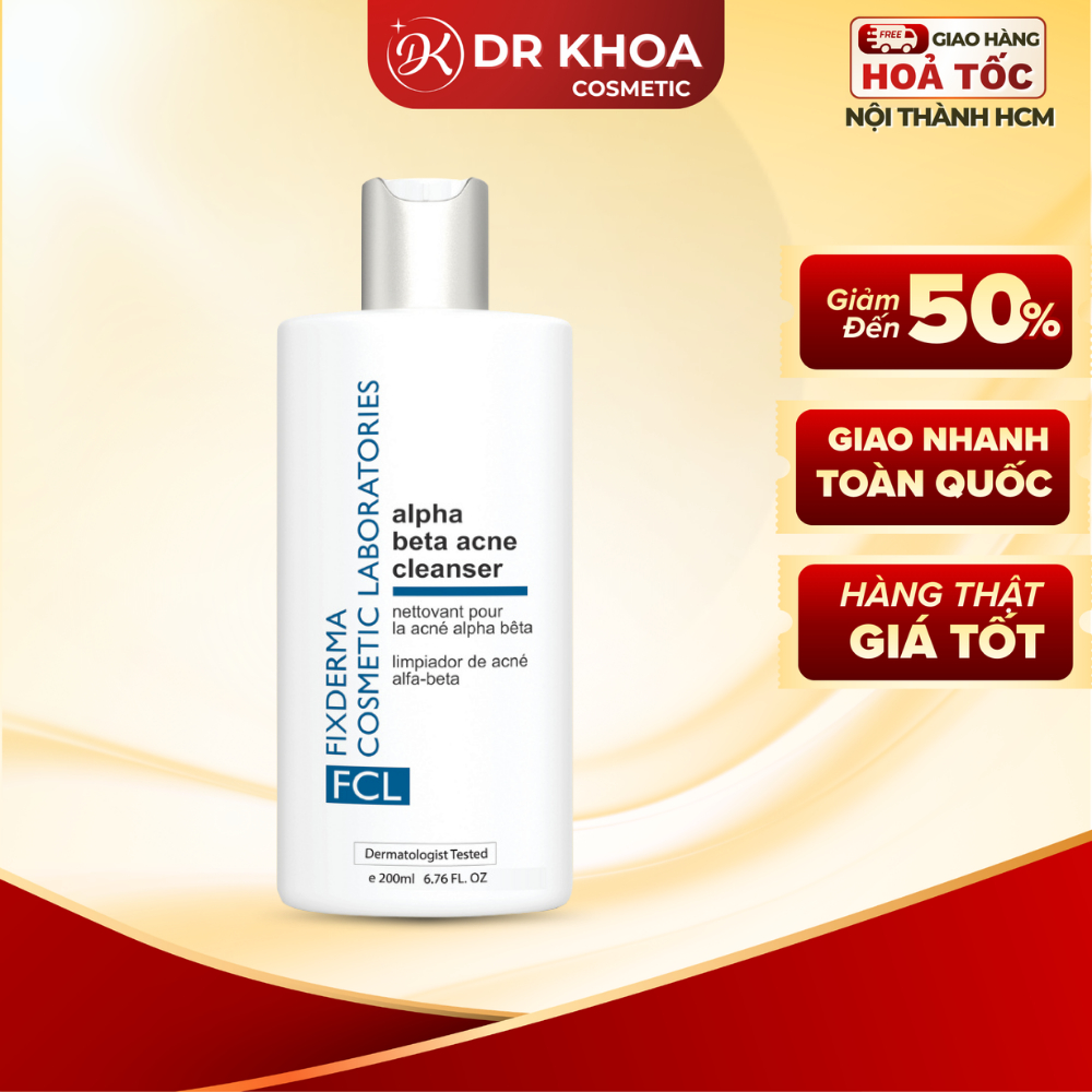 Sữa Rửa Mặt Da Dầu Mụn Fixderma FCL Alpha Beta Acne Cleanser 200ml