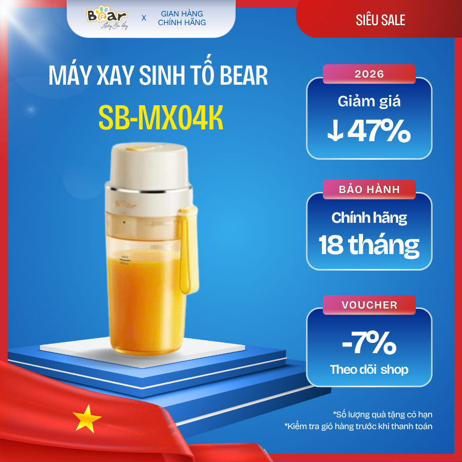 🥤 Máy xay sinh tố cầm tay Bear SB-MX04K – Nhuyễn mịn, tiện lợi, nhanh chóng