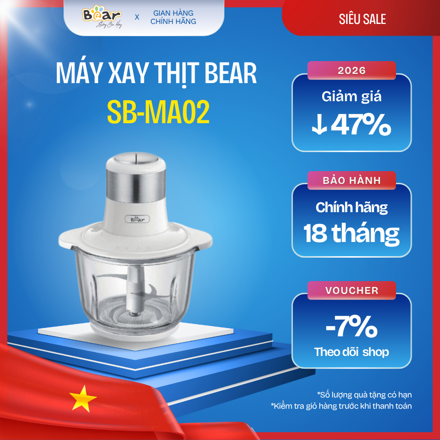 🥩 Máy xay thịt Bear 2L SB-MA02L – Xay nhanh, nhuyễn mịn, tiện lợi cho gia đình