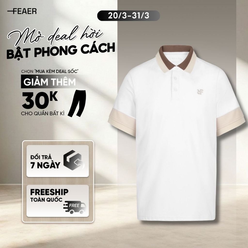 Áo polo nam MonoPop Form Regular cổ bẻ họa tiết thêu, vải Cotton Micro mềm mịn, thoáng mát - FEAER